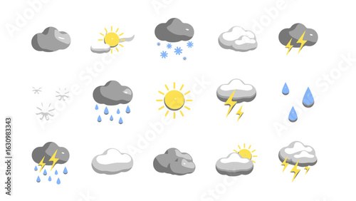 AI generated set of weather forecast icons for web and mobile applications. Vector illustration.