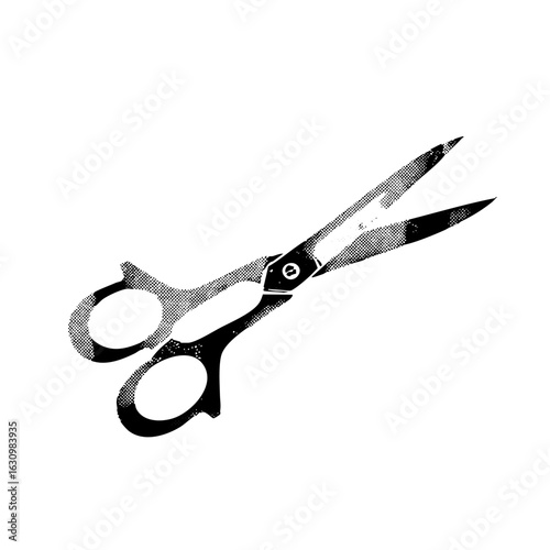 Vector Detailed of open cutting shears.