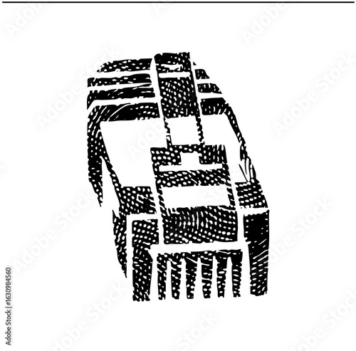 Vector Abstract hand holding a bottle .