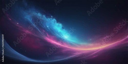 Abstract glowing space background with stars galaxy and nebula in dark blue night sky