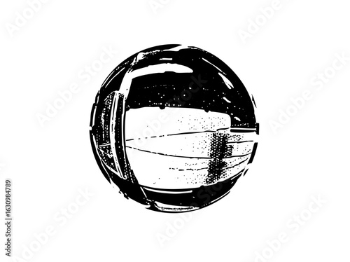 Vector Stylized spherical helmet with central stripe.