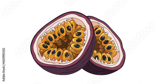 juicy passion fruit halves vibrant tropical delight for your designs
