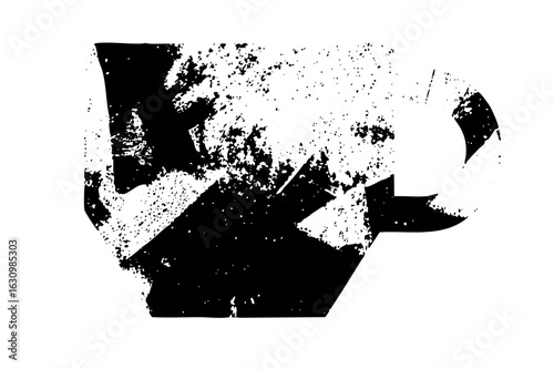Vector Abstract distressed arrow points forward with fragmented texture.