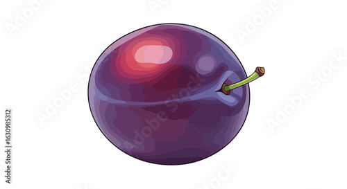 juicy plum vibrant fruit illustration for food health and wellness designs