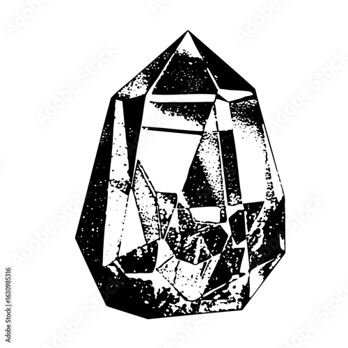 Vector Detailed crystal showcases geometric facets and internal structure.