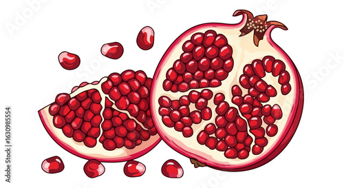 juicy pomegranate fresh vibrant fruit illustration for food blogs