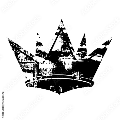 Vector Detailed black crown with a distressed texture.