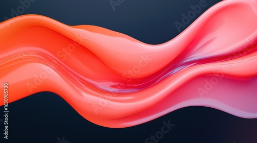 Abstract flowing waves in vibrant coral and pink hues