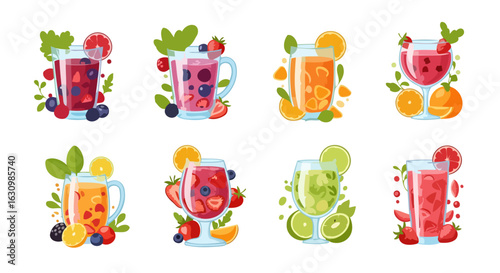 refreshing fruit infusions vibrant summer drink illustrations