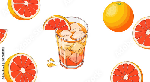 refreshing grapefruit cocktail summer drink recipe illustration