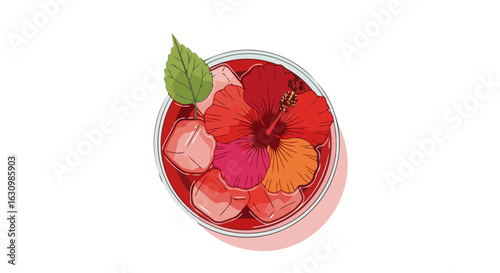 refreshing hibiscus iced tea summer beverage for blogs and menus