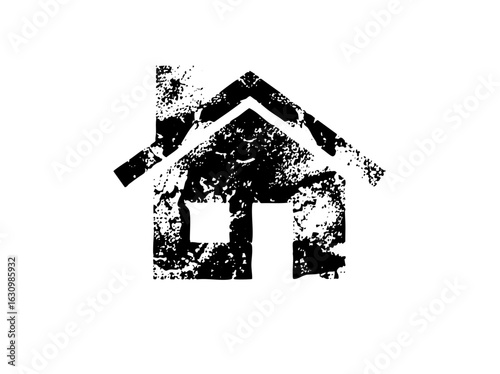 Vector Distressed house represents shelter and homeownership.