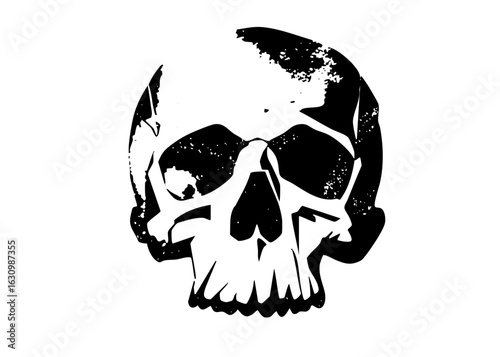 Vector Detailed black skull with fragmented .