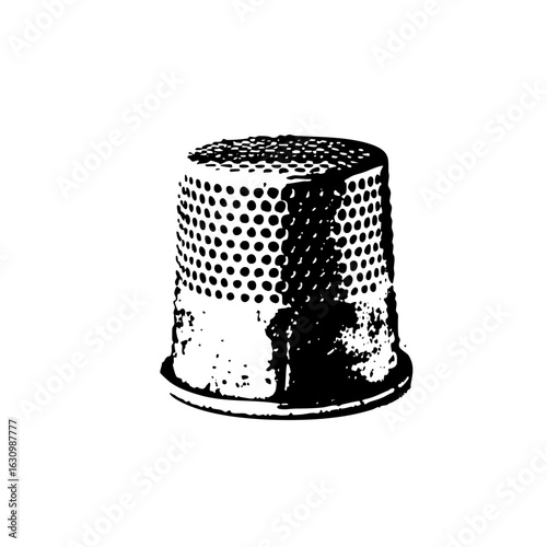 Vector Detailed of a metal thimble with a perforated .