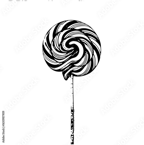 Vector Swirled lollipop with a striped and stick.