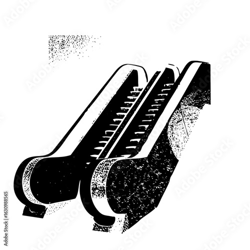Vector Black and white of a public park bench with a slatted seat and curved supports.