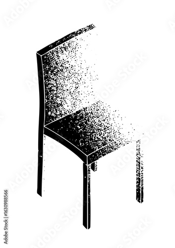 Vector Disintegrating chair depicts decay and loss.