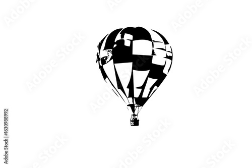 Vector Geometric hot air balloon features sharp angles and contrasting tones.