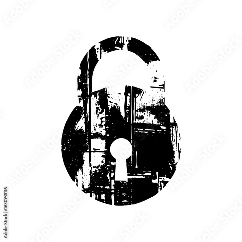 Vector Black padlock formed within a circular shape.