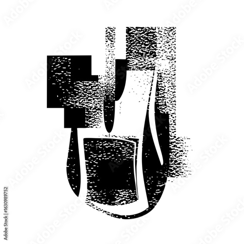 Vector Abstract geometric composition featuring a bottle and glass .