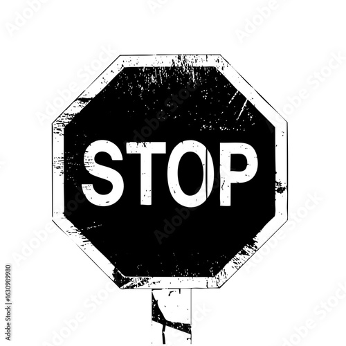 Vector Distressed octagonal sign with prominent stop typography.