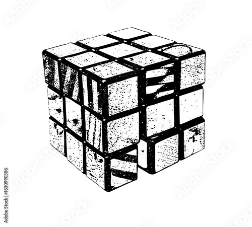 Vector Detailed vector of a scrambled puzzle cube.