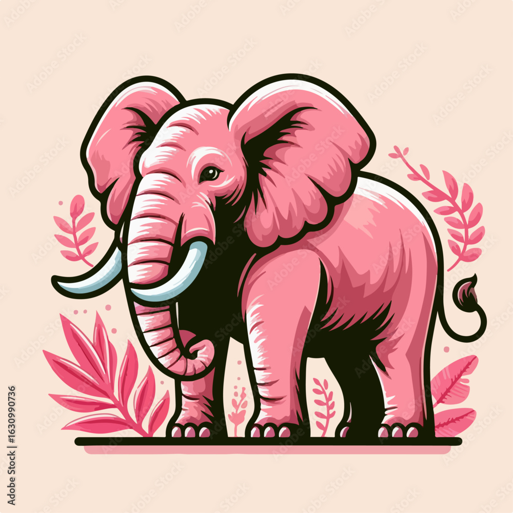 Naklejka premium premium vector illustration of pink elephant