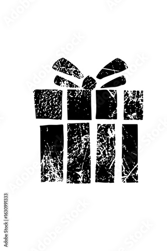 Vector Distressed gift box with ribbon