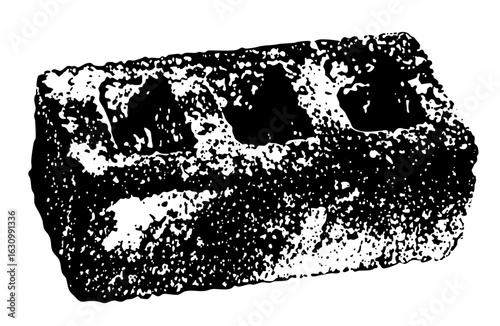 Vector Detailed of a concrete block with voids.