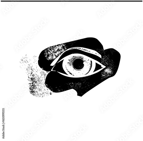 Vector Intense eye with textured eyelid .