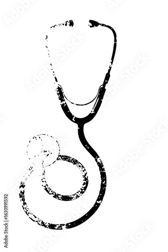 Vector Black Stethoscope with Textured Edges