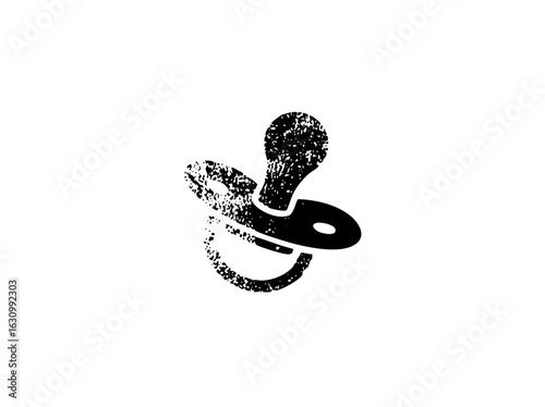 Vector Distressed black vector of a baby pacifier.