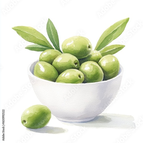 Wallpaper Mural Freshly Harvested Green Olives in a Simple Ceramic Bowl on a White Background  Healthy Organic and Vibrant Mediterranean Ingredient Perfect for Cooking Recipes and Lifestyle Imagery Torontodigital.ca