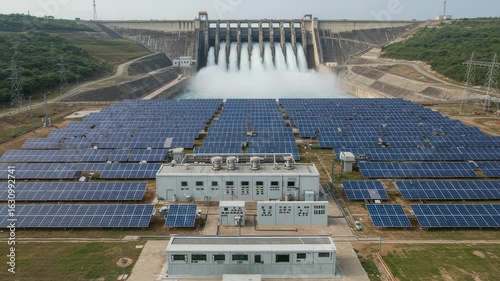 Innovative Renewable Synergy: Hydroelectric Dam Combined with Solar Panel Array for Sustainable