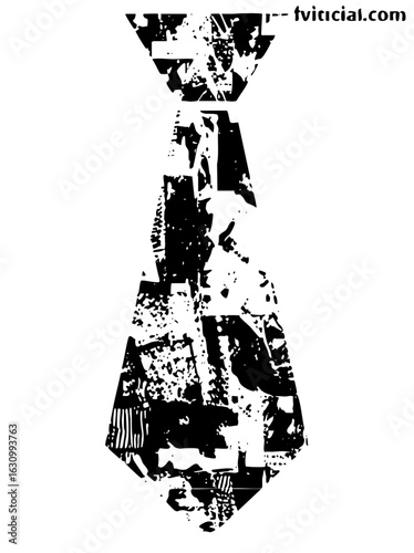 Vector Distressed vector tie with a textured monochrome .