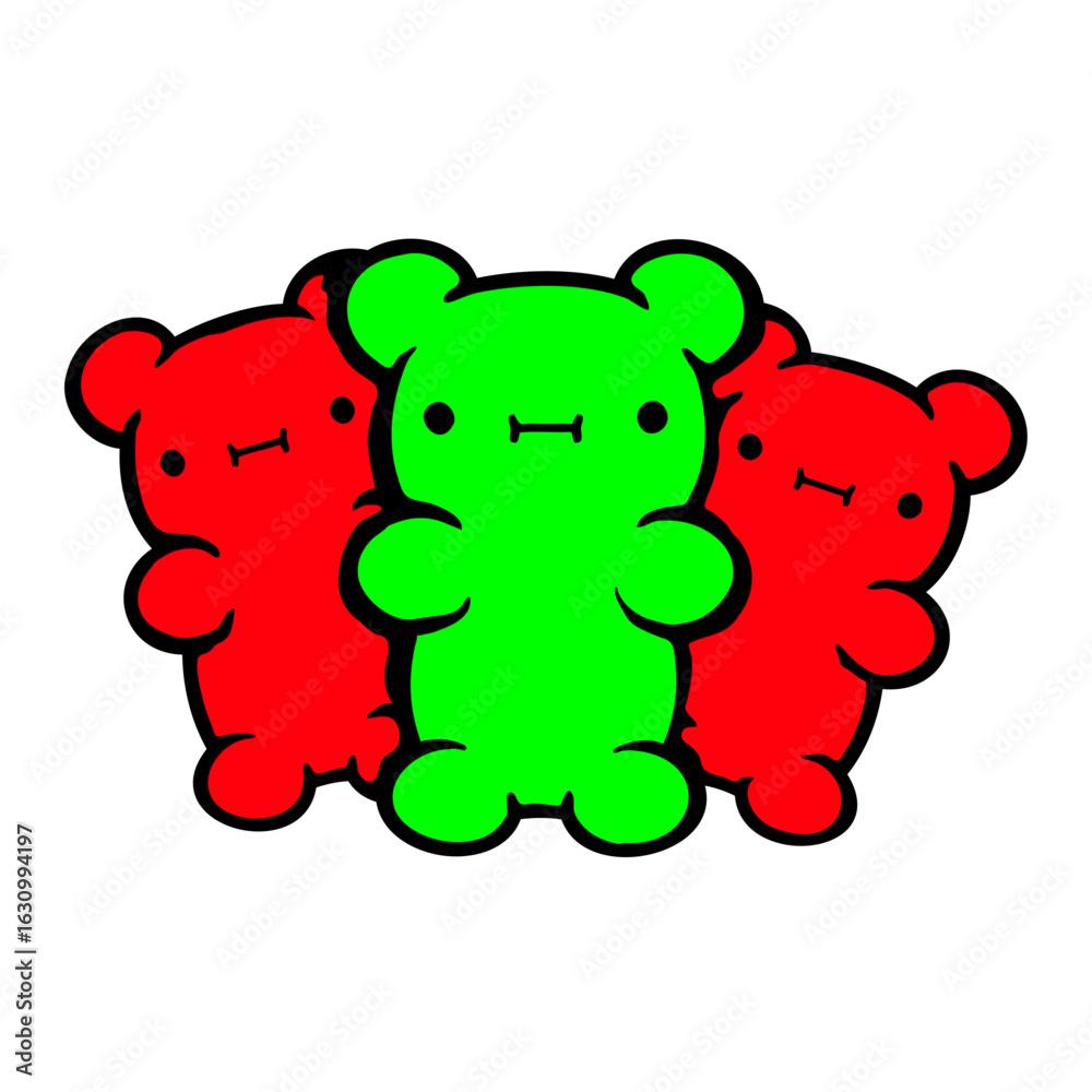 Obraz premium 3 Gummy Bears Yummy Friends Gum Candy Jelly Cute Team