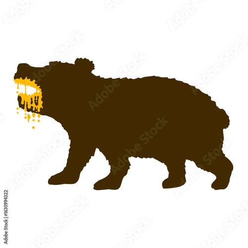 Grizzly Bear Drooling Spit Honey Dangerous Silhouette Logo