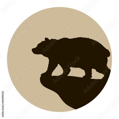 Grizzly Bear Cliff Moon Sun Mountain Nature Round