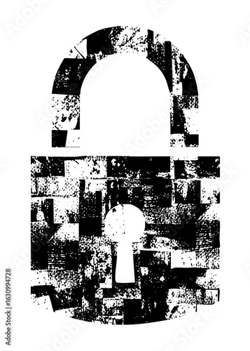 Vector Distressed padlock conveys security and isolation.
