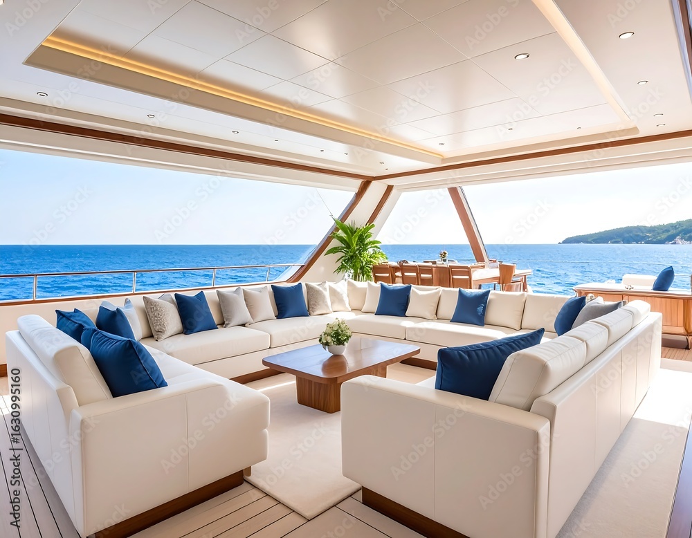 Fototapeta premium Luxurious yacht interior lounge area