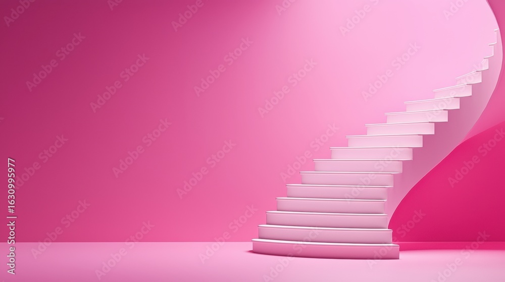 Obraz premium Elegant spiral staircase in a vibrant pink setting