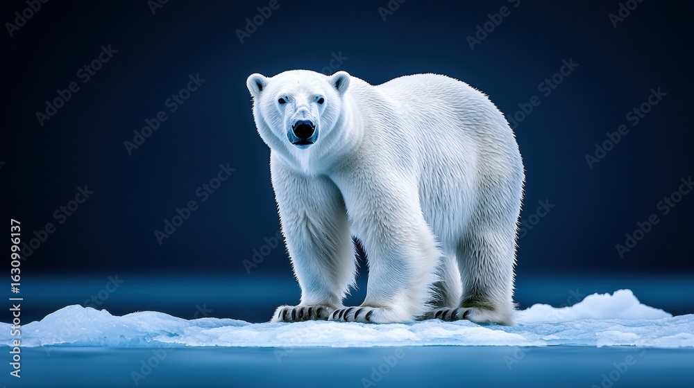 Fototapeta premium Majestic polar bear on ice in a serene Arctic landscape
