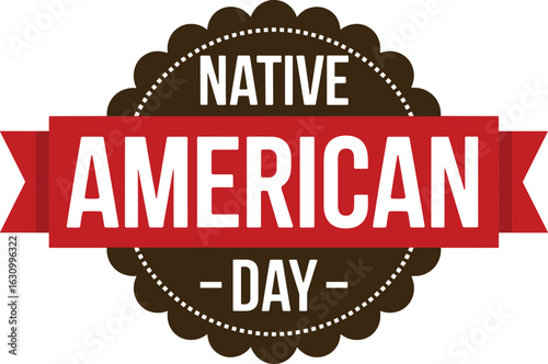 Celebrating Native American Day with a decorative emblem against a transparent background