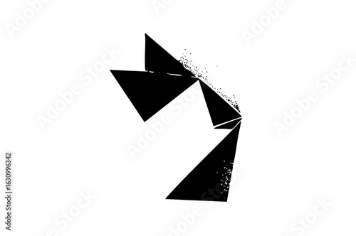 Vector Abstract geometric shapes form a dynamic fragmented arrow.