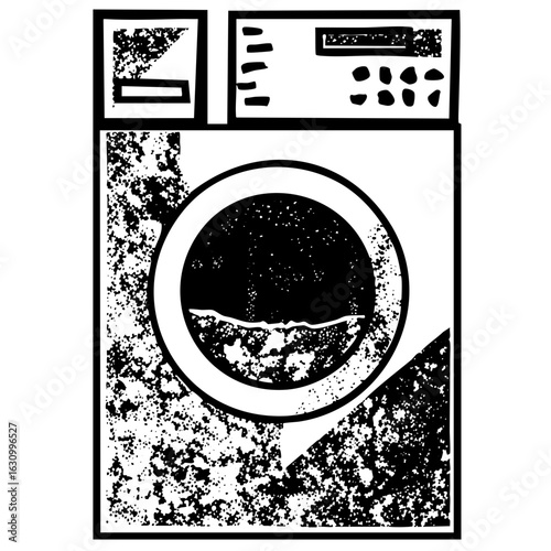 Vector Front-loading washing machine with textured details.