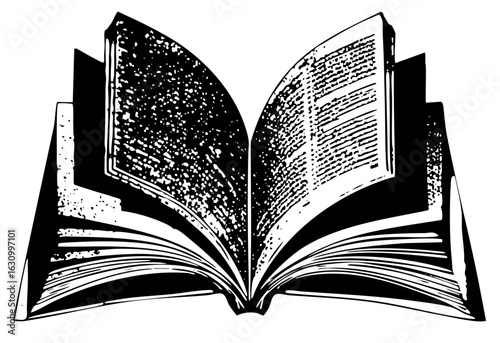 Vector Detailed of an open book with textured pages.