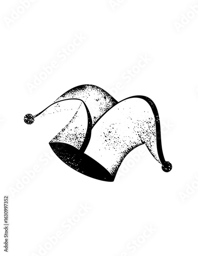 Vector Detailed of a classic jesters cap with decorative elements.