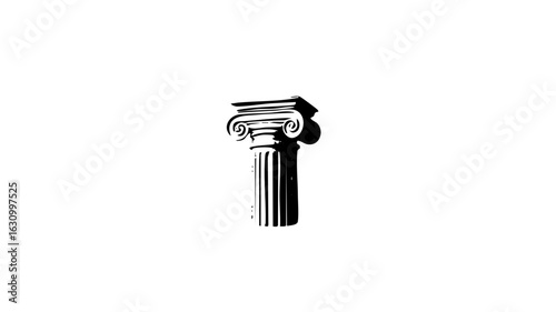 Vector Ionic column capital with fluted shaft.