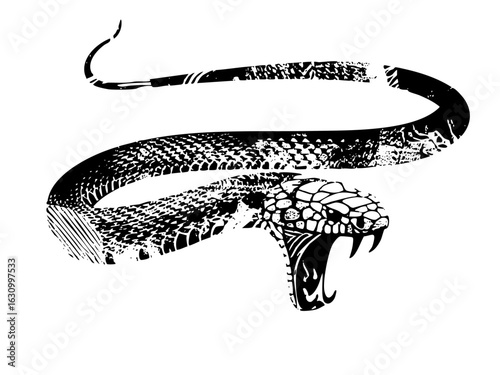 Vector Aggressive cobra snake with open fangs.