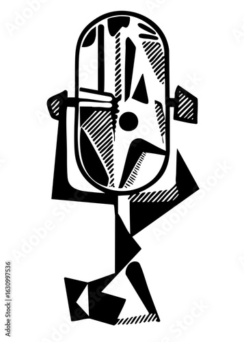 Vector Abstract clown figure with geometric shapes.